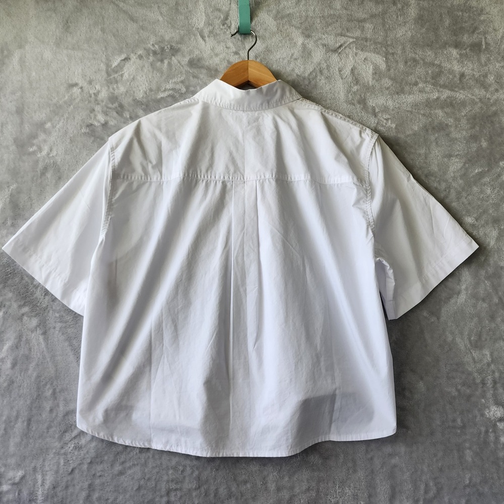 Madewell Shirt Womens Small Straight Hem Boxy Button White Cotton Poplin Top NWT - Picture 4 of 7